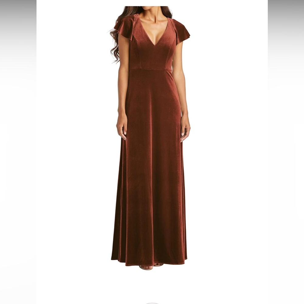 After Six autumn orange velvet winter luxury dress